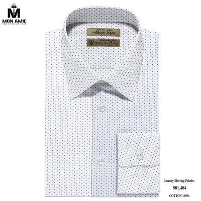 Áo sơ mi trắng hoa văn nhỏ màu xanh đen S01.404