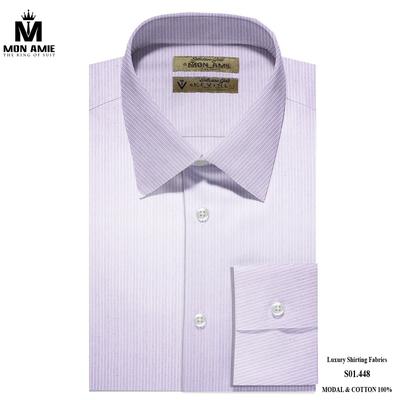 Áo sơ mi trắng kẻ sọc dọc màu tím nhạt S01.448
