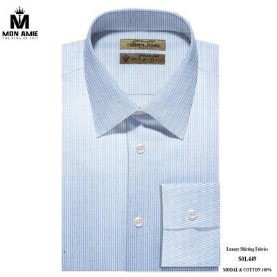 Áo sơ mi trắng kẻ sọc dọc màu xanh nhạt S01.449