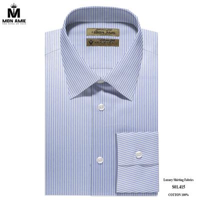 Áo sơ mi trắng sọc mảnh màu xanh đậm S01.415(2)