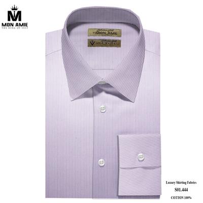 Áo sơ mi trắng sọc tím nhạt S01.444