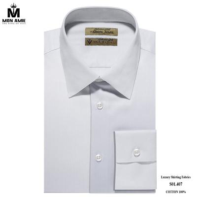 Áo sơ mi trắng sọc xám nhạt chìm S01.407