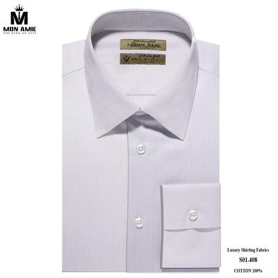 Áo sơ mi trắng sọc xám nhạt mảnh S01.408
