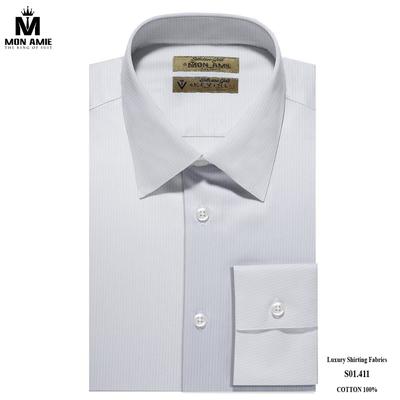 Áo sơ mi trắng sọc xám nhạt S01.411