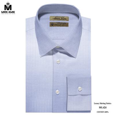 Áo sơ mi trơn xanh tím nhạt S01.424(2)