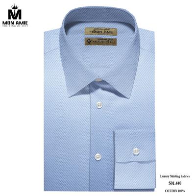 Áo sơ mi xanh nhạt kẻ sọc chéo S01.440