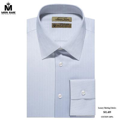 Áo sơ mi xanh nhạt sọc xanh S01.409