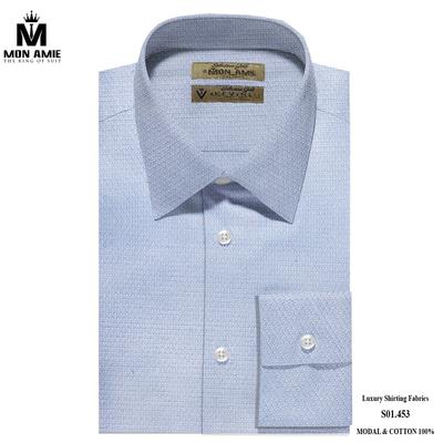 Áo sơ mi xanh phối chấm trắng S01.453