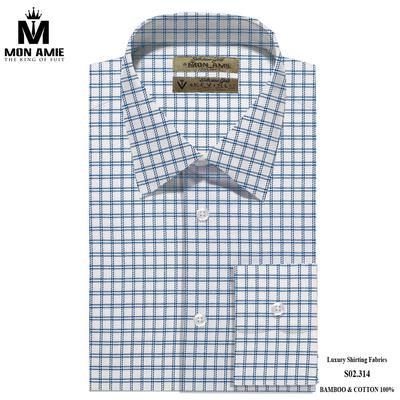 Áo sơ mi caro trắng xanh S02.314