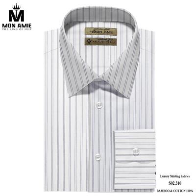 Áo sơ mi trắng kẻ sọc đen S02.310