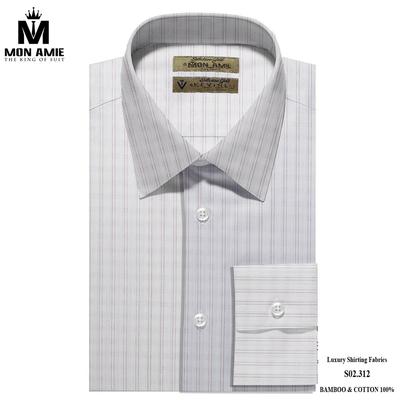 Áo sơ mi trắng kẻ sọc tím nhạt S02.312
