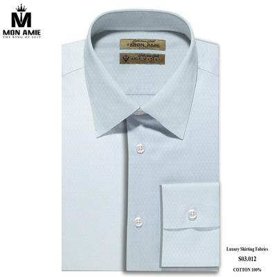 Áo sơ mi xanh pastel họa tiết hình thoi chìm đẳng cấp S03.012