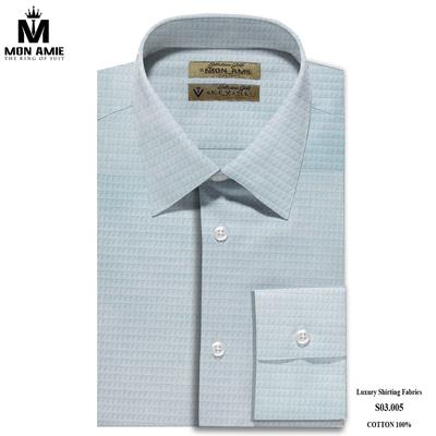 Áo sơ mi xanh nhạt họa tiết tam giác tinh tế S03.005