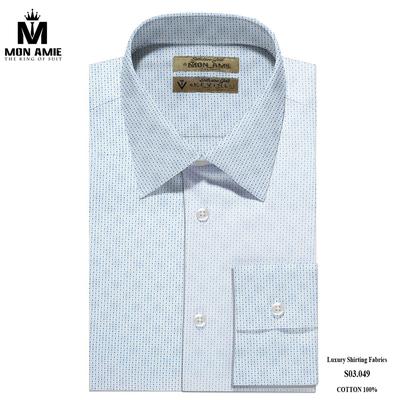Áo sơ mi xanh nhạt họa tiết ô vuông nhí xanh đậm S03.049