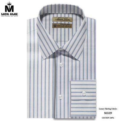 Áo sơ mi xám sọc xanh dương tinh tế S03.029