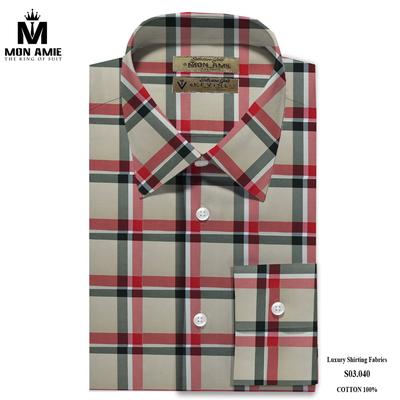 Áo sơ mi xám caro đỏ đen S03.040