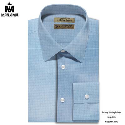 Áo sơ mi trơn màu xanh dương bắt mắt S03.015