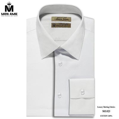 Áo sơ mi trơn màu xám nhạt họa tiết đường chéo chìm S03.023