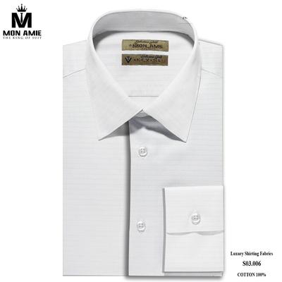 Áo sơ mi trắng trơn sọc ngang chìm S03.006