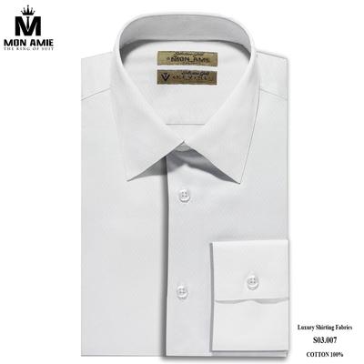 Áo sơ mi trắng họa tiết hình thoi chìm phong cách S03.007