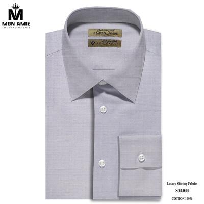 Áo sơ mi màu ghi họa tiết chữ A nổi sang trọng S03.033(2)