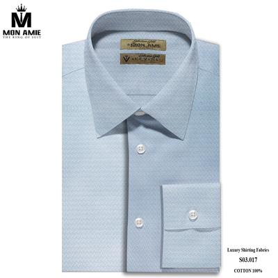 Áo sơ mi họa tiết lượn sóng màu xanh nhạt sang trọng S03.017