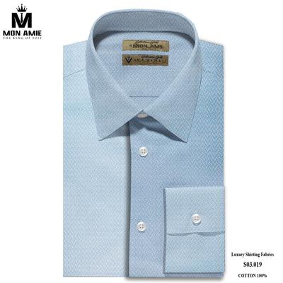 Áo sơ mi họa tiết lượn sóng màu xanh dương sang trọng S03.019