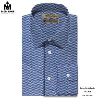 Áo sơ mi họa tiết lượn sóng màu trắng và xanh đen lịch lãm S03.020