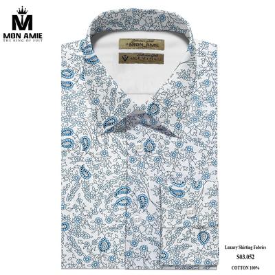 Áo sơ mi họa tiết hoa văn màu xanh S03.052