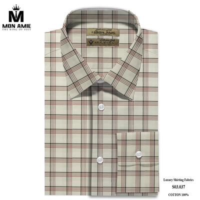 Áo sơ mi caro nâu xám lịch lãm S03.037