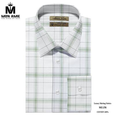 Áo sơ mi caro bản to màu trắng và xám nhã nhặn S03.156