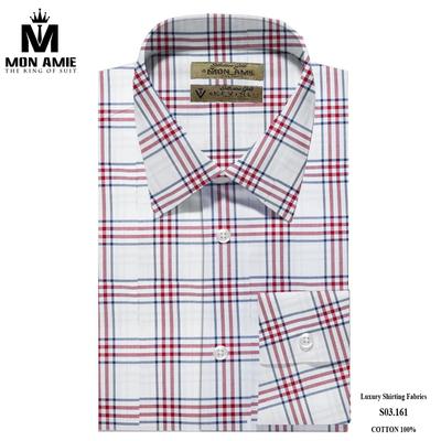 Áo sơ mi caro màu trắng đỏ trẻ trung S03.161