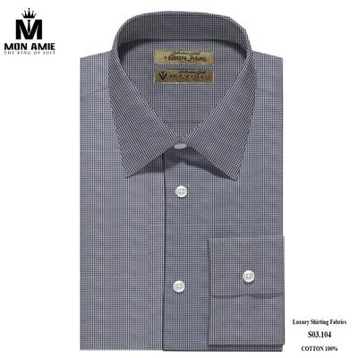 Áo sơ mi caro nhí trắng đen sang trọng S03.104