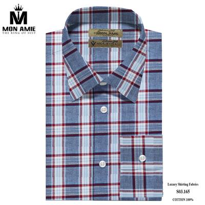 Áo sơ mi caro xám đỏ và trắng lịch sự S03.165