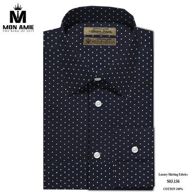 Áo sơ mi đen chấm bi màu trắng S03.136