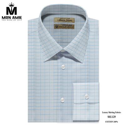 Áo sơ mi màu trắng kẻ ô vuông to màu xanh S03.129