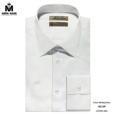 Áo sơ mi trắng họa tiết hình thoi chìm lịch lãm S03.109