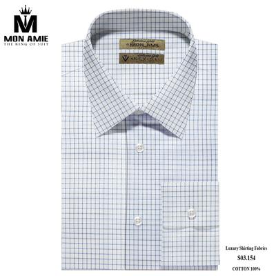 Áo sơ mi trắng kẻ ô vuông xanh đậm S03.154(2)