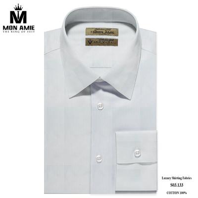 Áo sơ mi trắng kẻ sọc mảnh màu xám nhạt S03.133