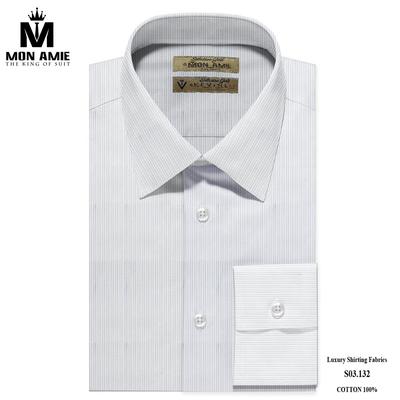 Áo sơ mi trắng kẻ sọc mảnh màu xám S03.132