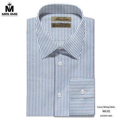 Áo sơ mi trắng sọc xanh dương S03.112