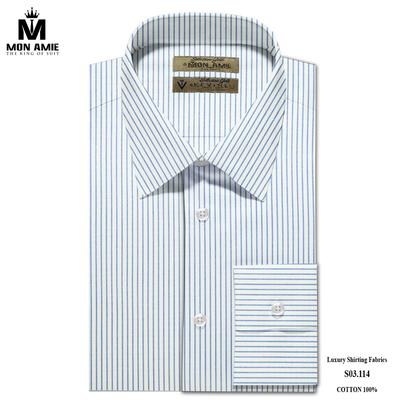Áo sơ mi trắng sọc xanh lịch thiệp S03.114