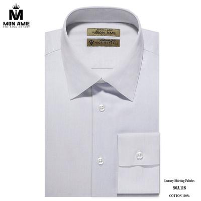 Áo sơ mi trơn màu ghi nhạt sang trọng S03.118