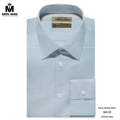 Áo sơ mi trơn màu xanh nhạt nhẹ nhàng S03.122