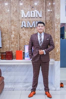 Set vest caro màu nâu đĩnh đạc