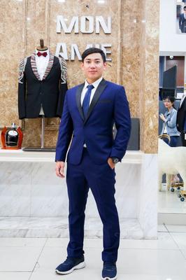 Set vest xanh đen pha cổ áo cực lạ