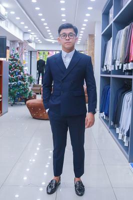 Set vest xanh đen 4 nút có nắp túi cực hot