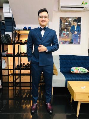 Set vest xanh navy kẻ sọc cực đẹp và sang