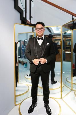 Set vest đen nẹp khăn túi lịch sự kèm Gile