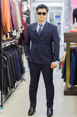 Set vest caro xanh đen 2 hàng khuy trẻ trung